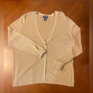 Venezia Jeans Clothing Co Size 18/20 Cardigan Camel Ribbed V Neck